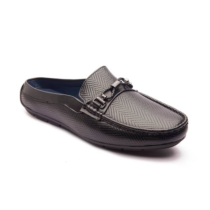 Men’s Black Textured Loafers