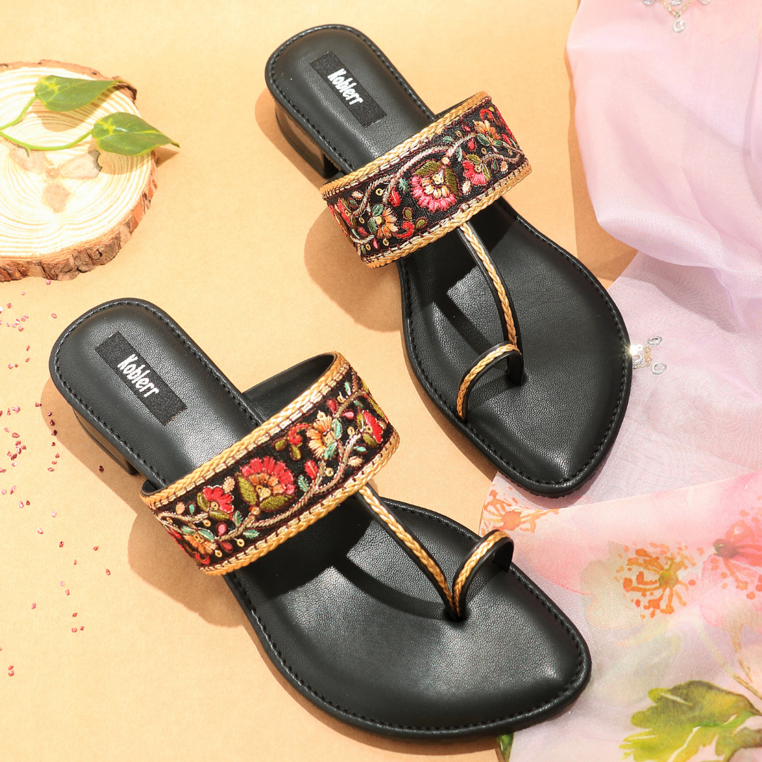 Black Embroided Kolhapuri