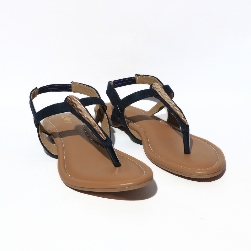 T-Strap with Blue Embellished Flats