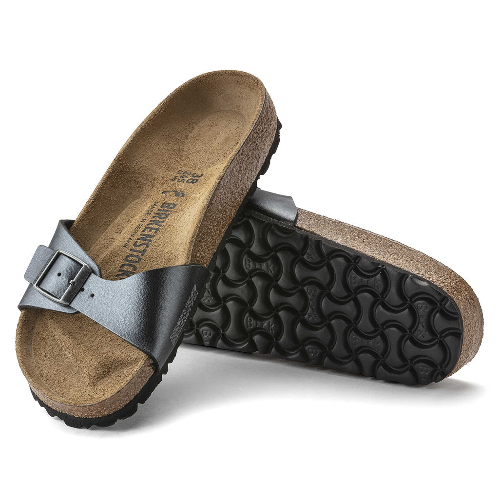 Madrid Birko-Flor in Metallic Black Womens Sandals