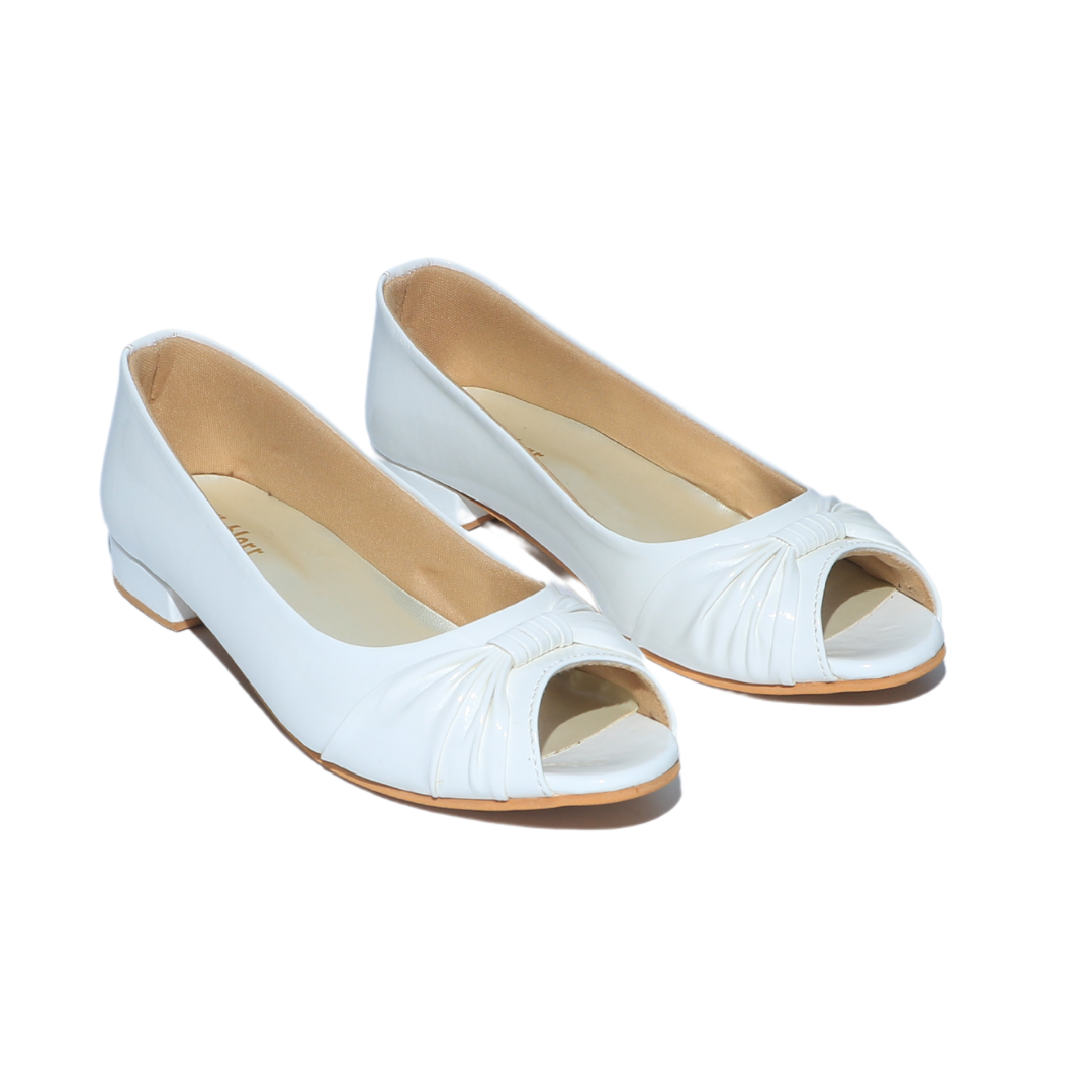 White Peep a toe Ballerina