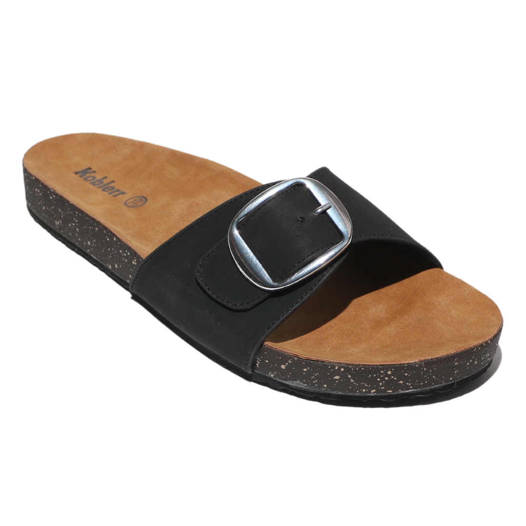 Black Buckle Slides
