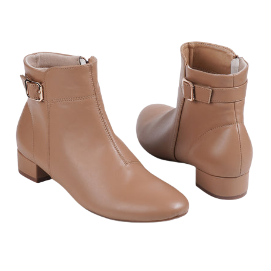 Beige Block Heel Boots