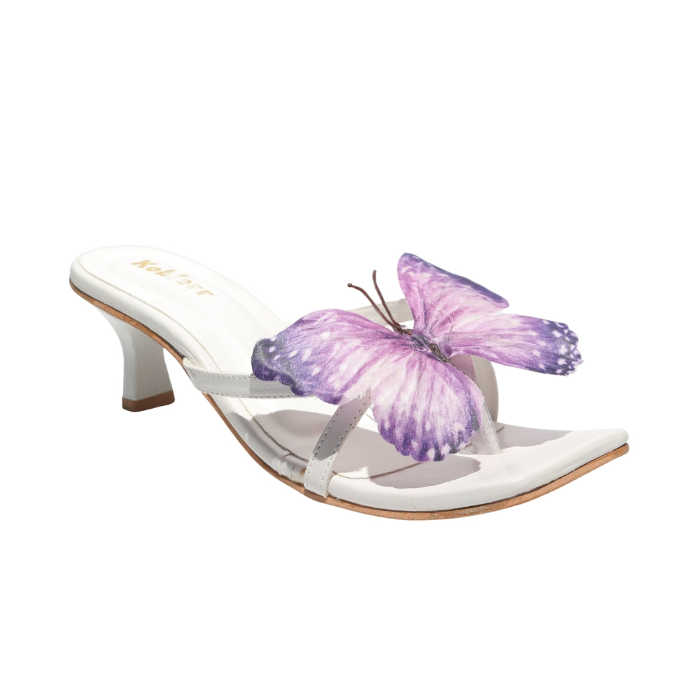 White with Purple Butterfly Heels