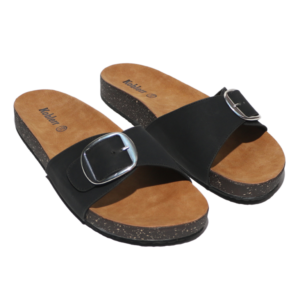 Black Buckle Slides
