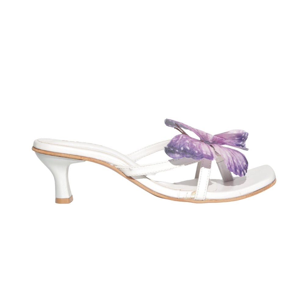 White with Purple Butterfly Heels