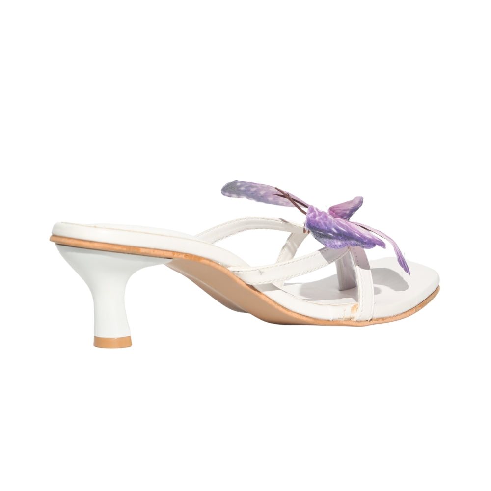 White with Purple Butterfly Heels
