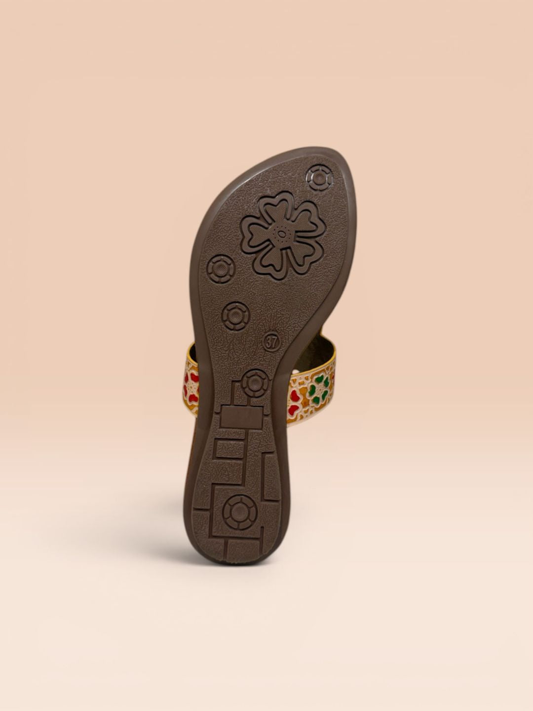 Beige Ethnic Slip-On Sandals