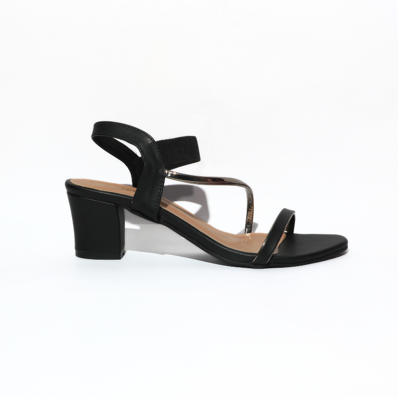 Cross Dual Strap Black Heel