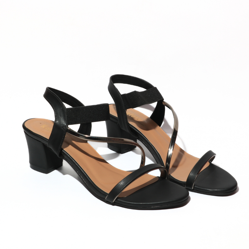 Cross Dual Strap Black Heel