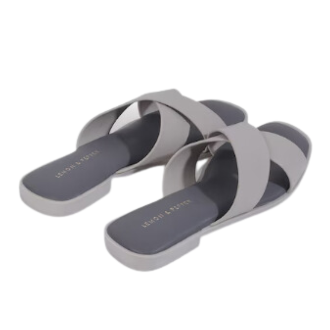 Grey Open Toe Flats