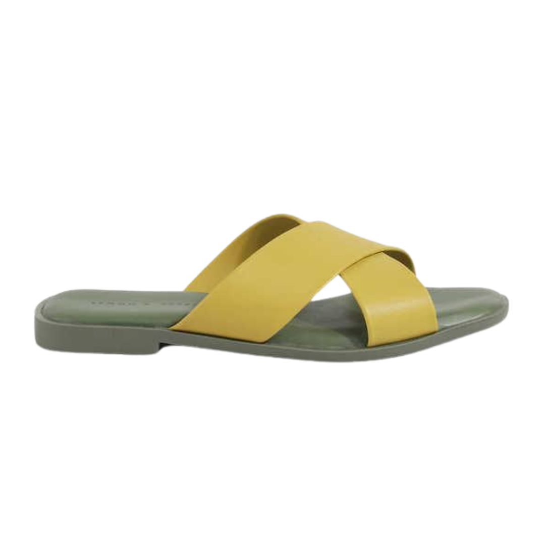 Yellow Open Toe Flats