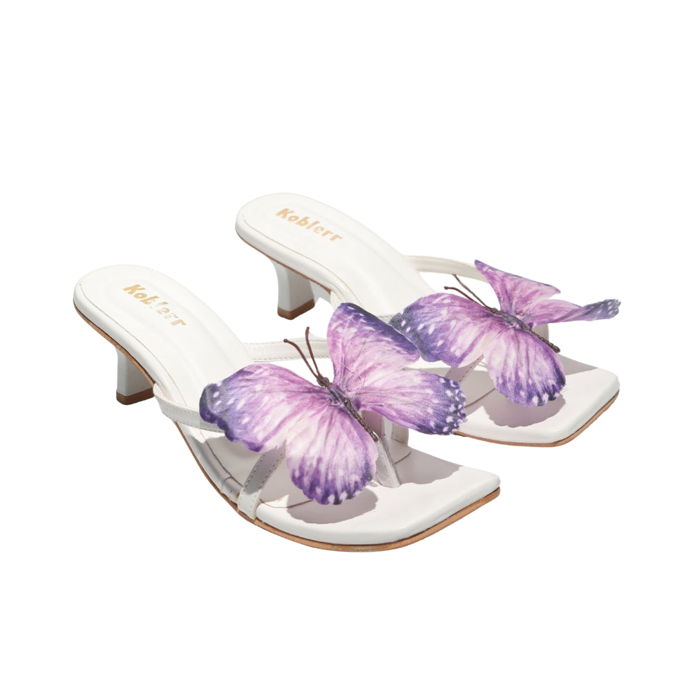 White with Purple Butterfly Heels