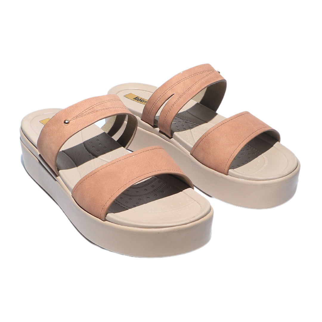Tan Dual Strap Platform Heels