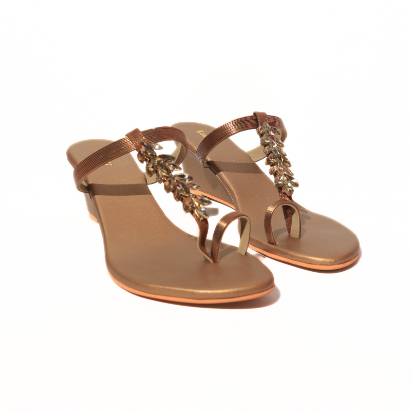 Open Toe Crystal Embellished Heel