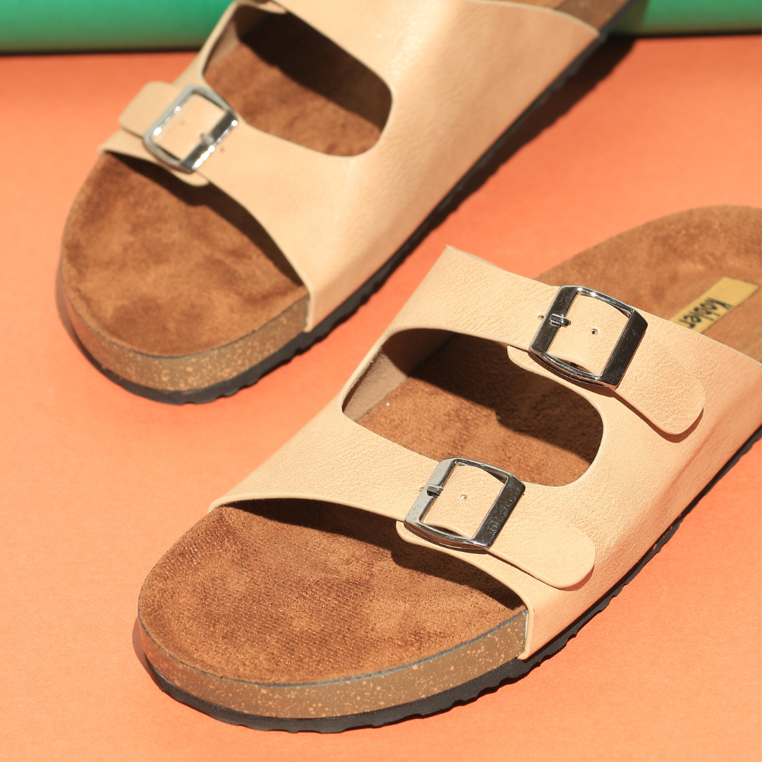 Women’s Double strap Sandals in Beige