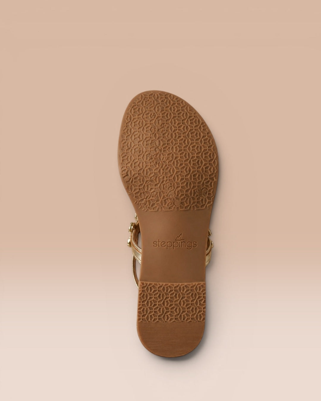 Gold Stone-Embellished T-Strap Flats