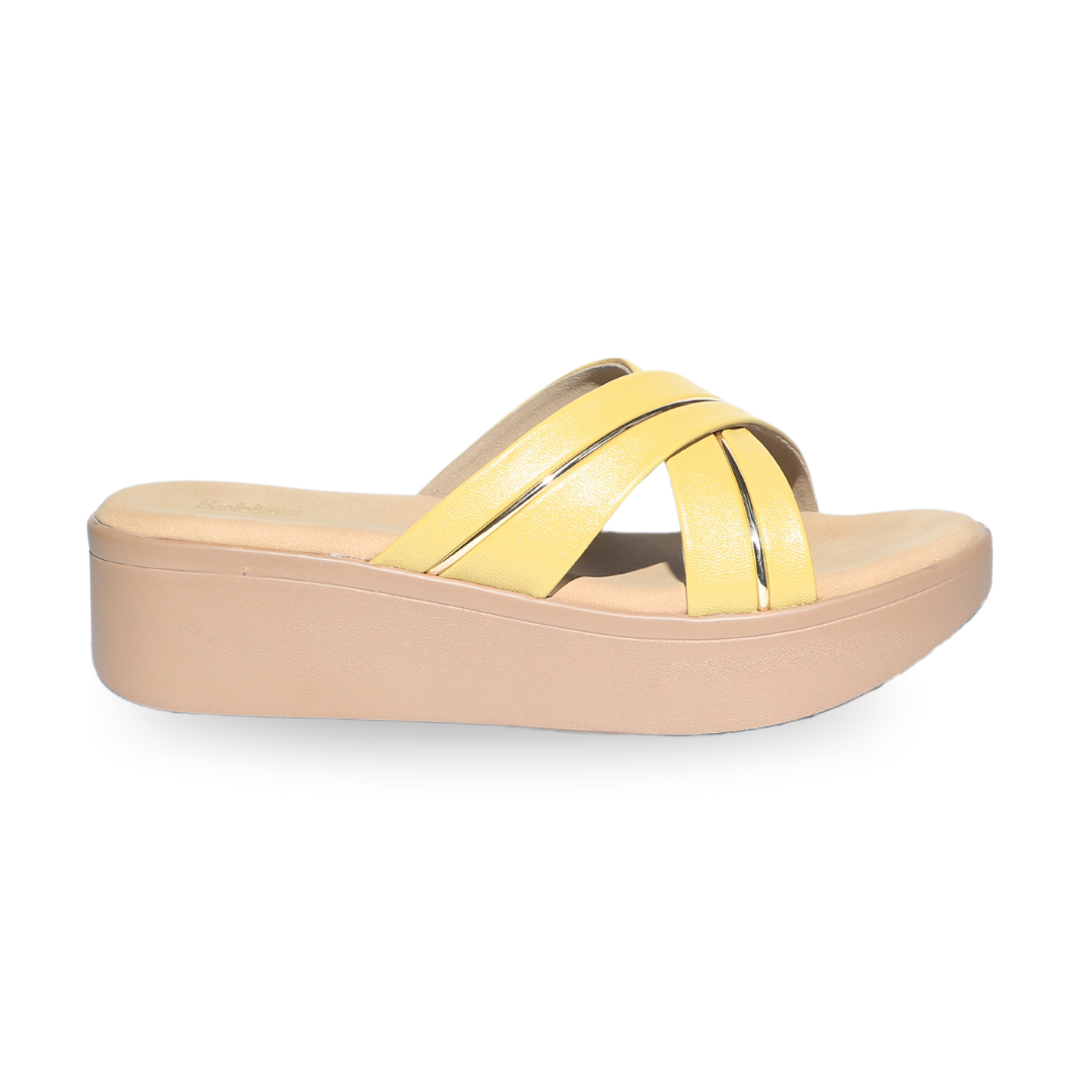 Yellow Cross Strap Wedges
