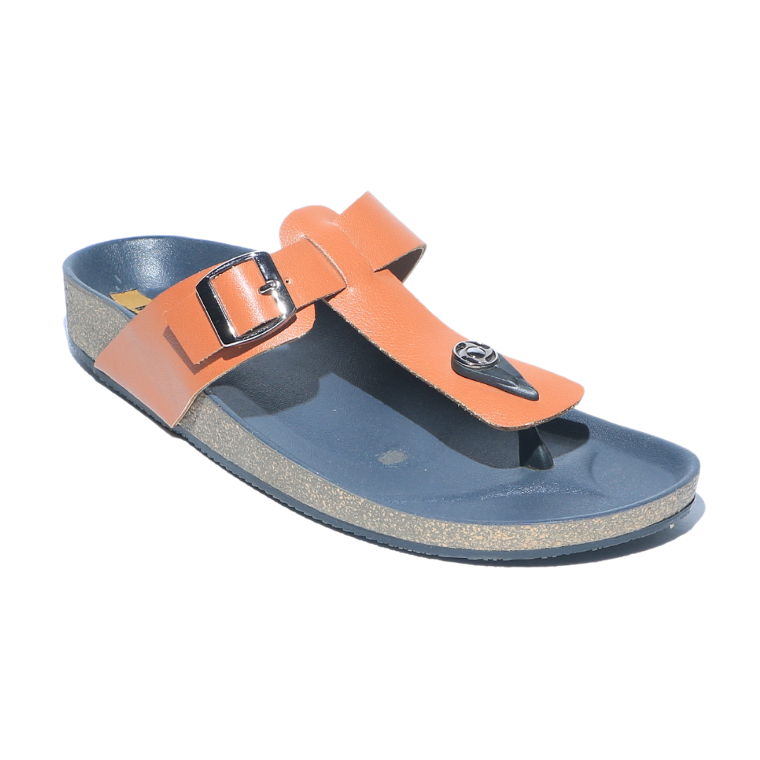Tan T Strap Slides