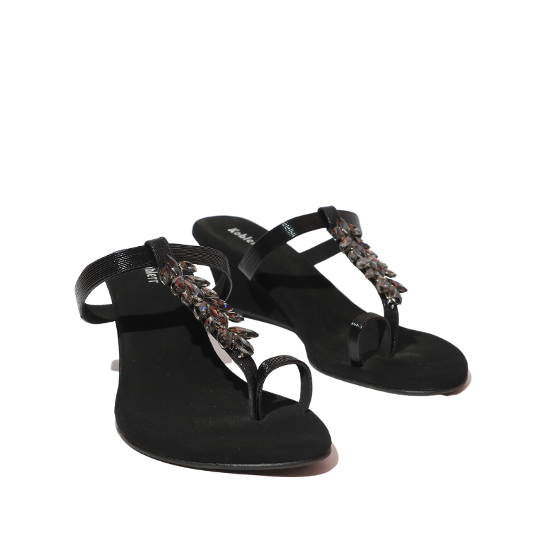 Open Toe Crystal Embellished Heel