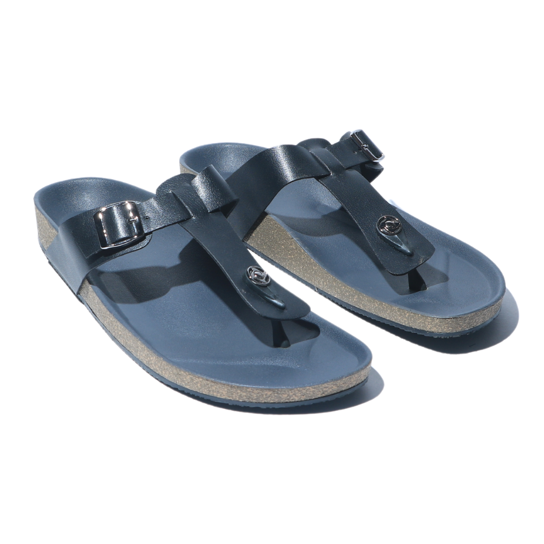 Black T Strap Slides