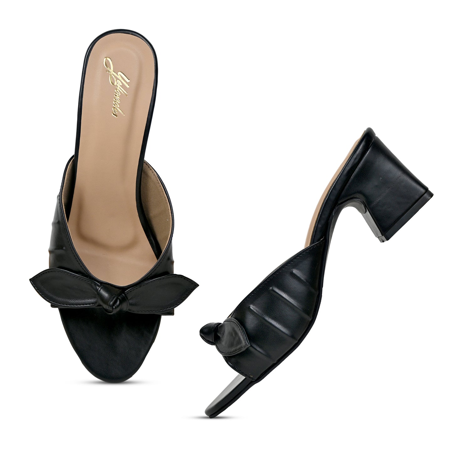 Black Block Heel with Bows