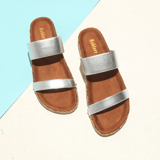 Women’s Double Strap Silver Sandals