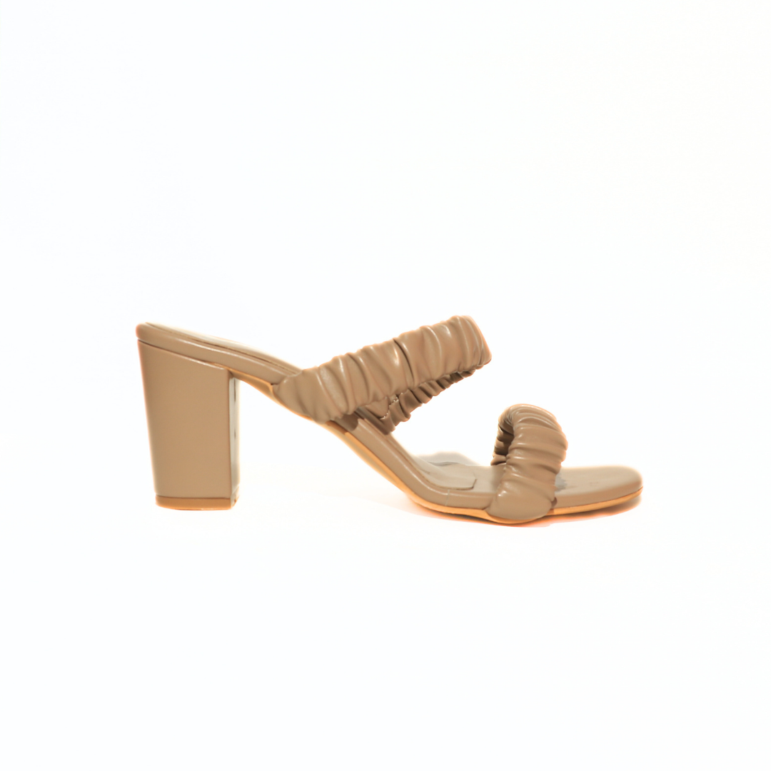 Ruffle Strap Block Heel