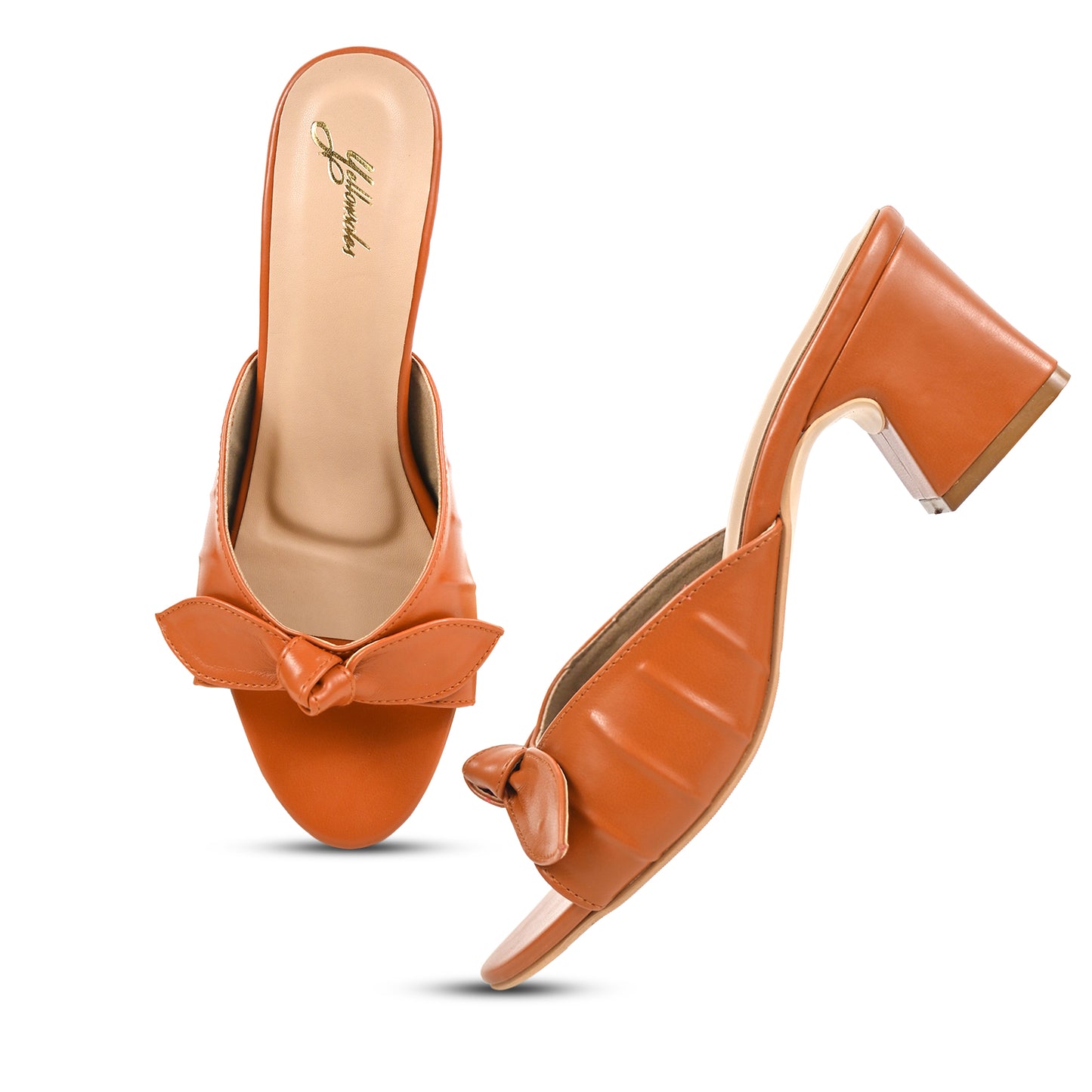 Tan Block Heel with Bows