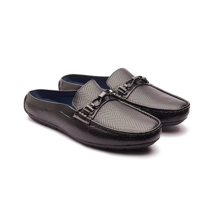Men’s Black Textured Loafers