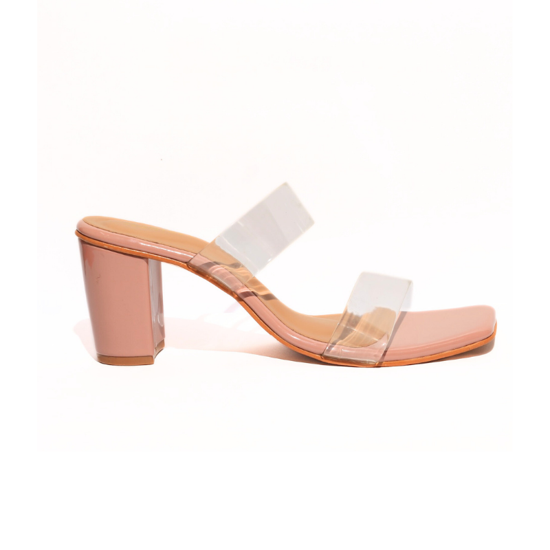 Transparent strap block heel