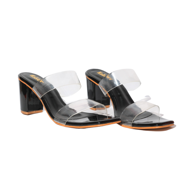 Transparent strap block heel