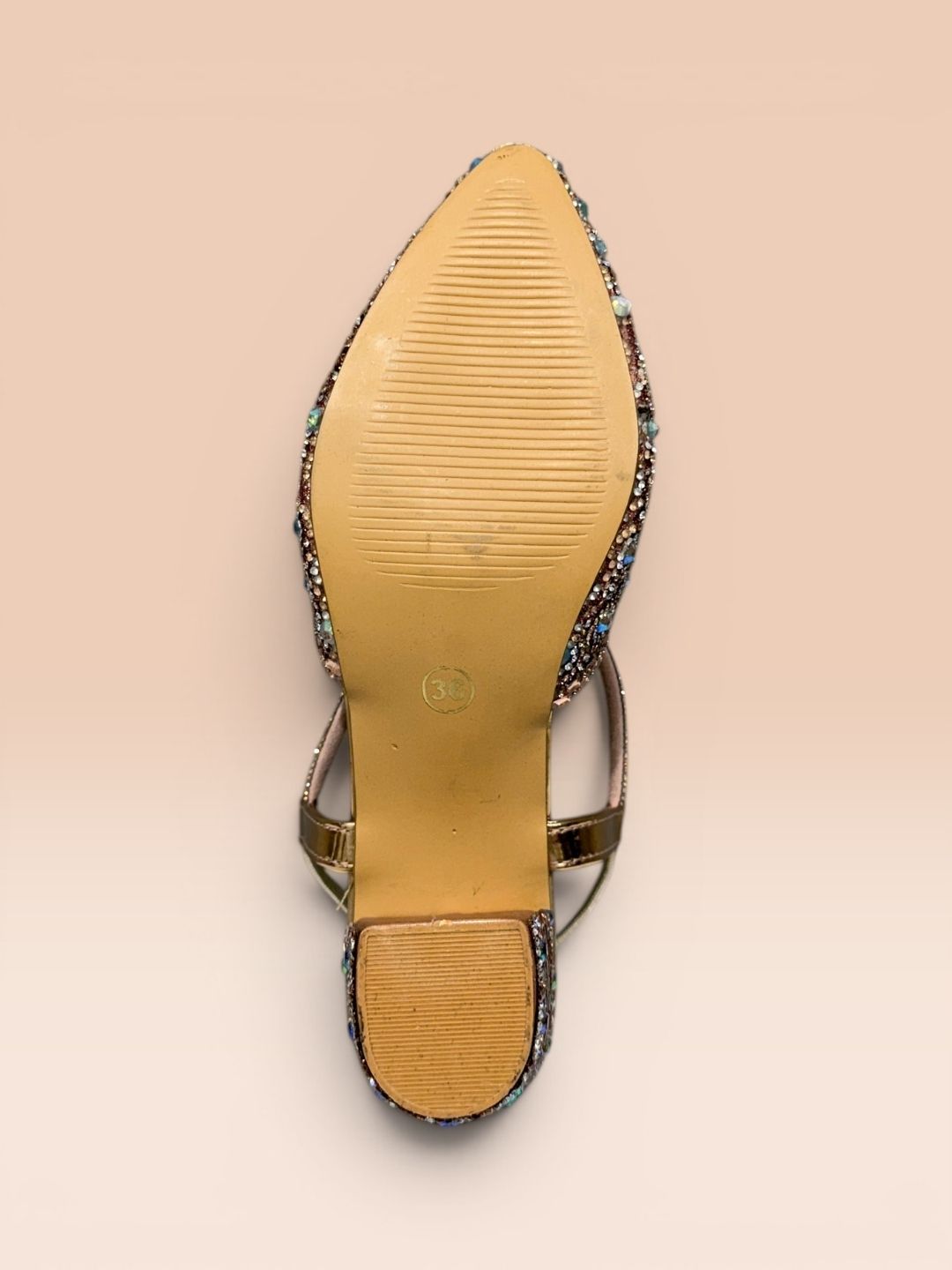 Rose Gold Cross strap block heel
