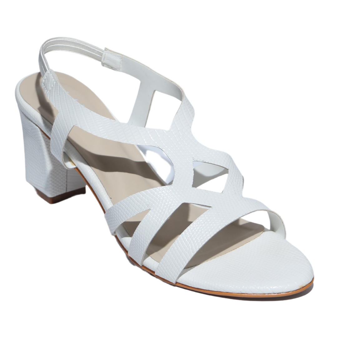 White Cross Strap Heel Sandals