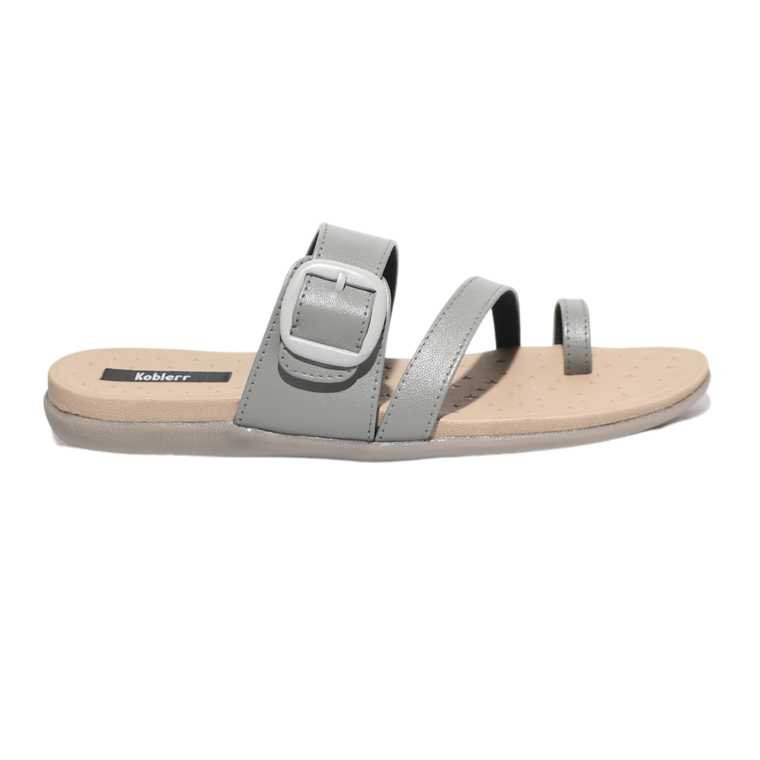 Grey Toe-Ring Slides
