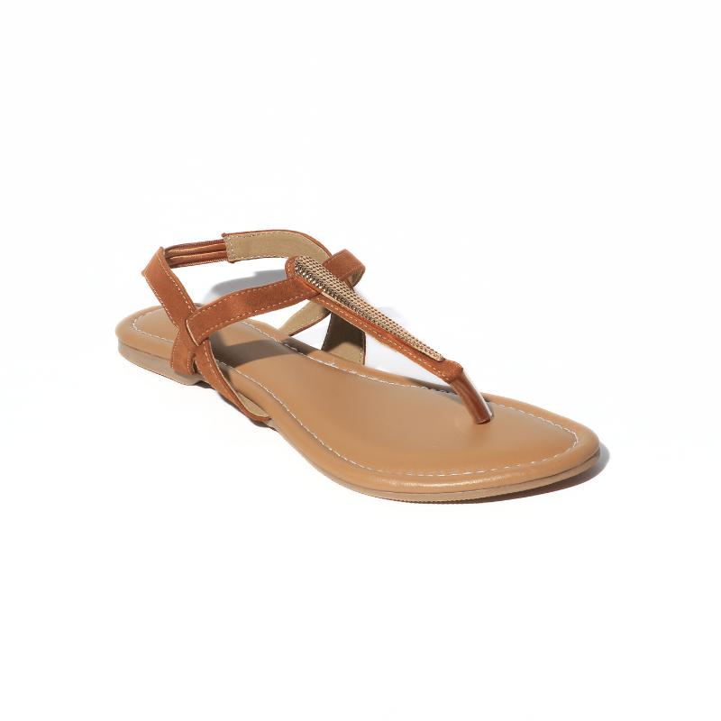 T-Strap with Gold Embellished Flats