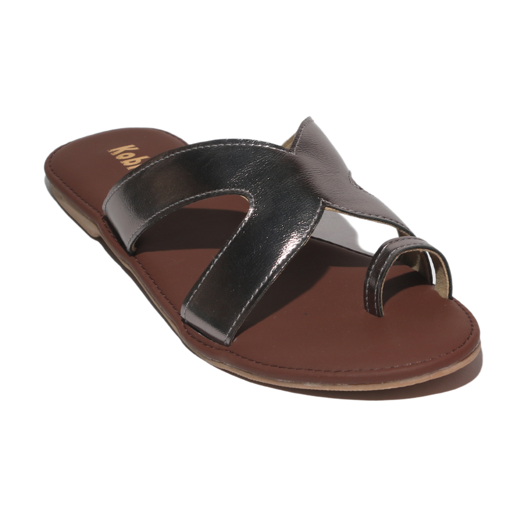 Silver Open Toe Flats