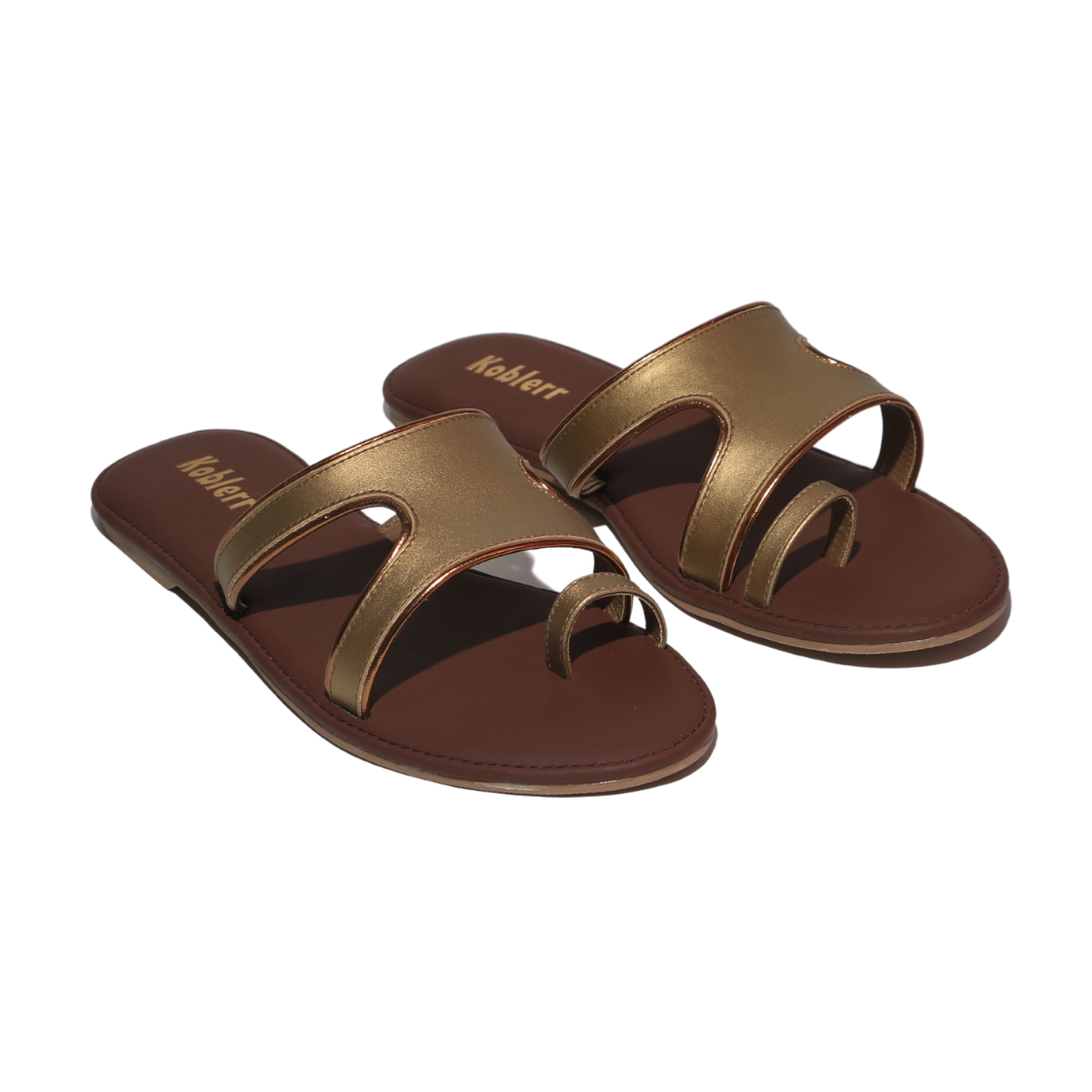 Gold One Toe ring Embellished Flats