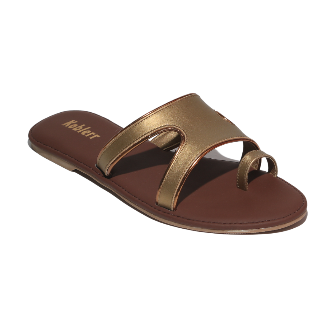 Gold One Toe ring Embellished Flats