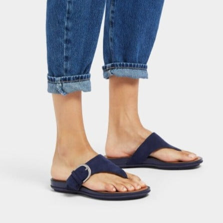 Women's Gracie Buckle Suede Toe-Post Sandals