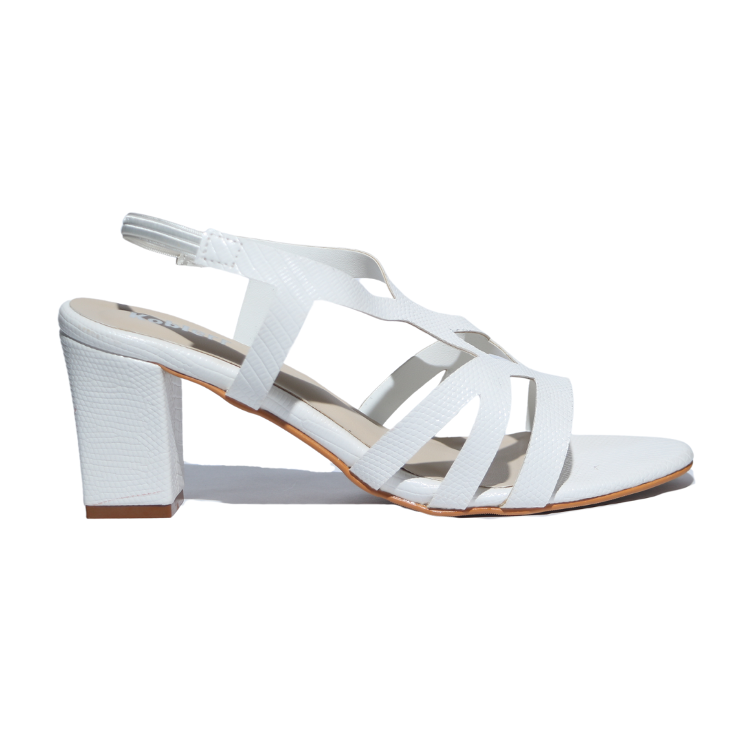 White Cross Strap Heel Sandals