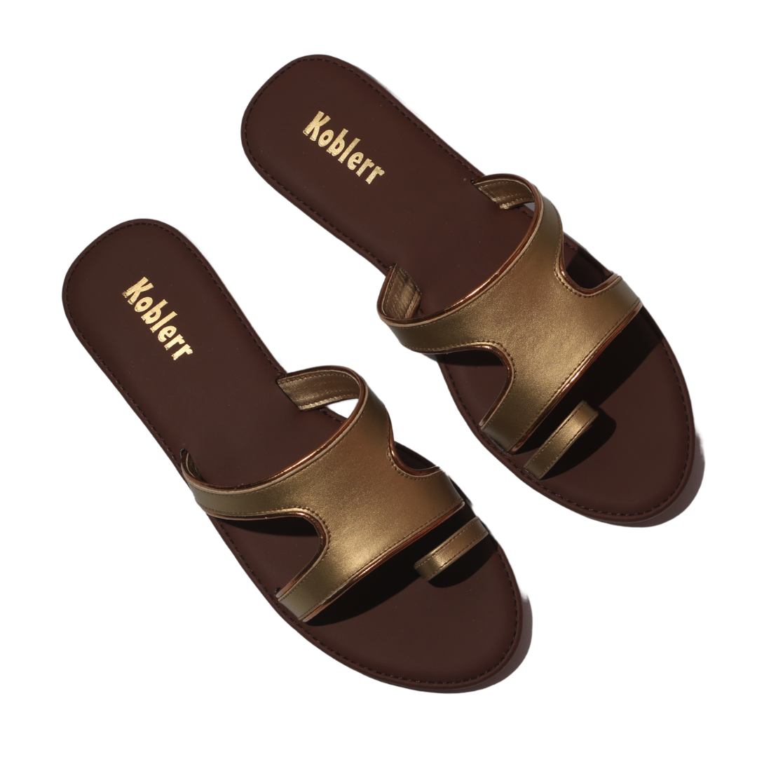 Gold One Toe ring Embellished Flats