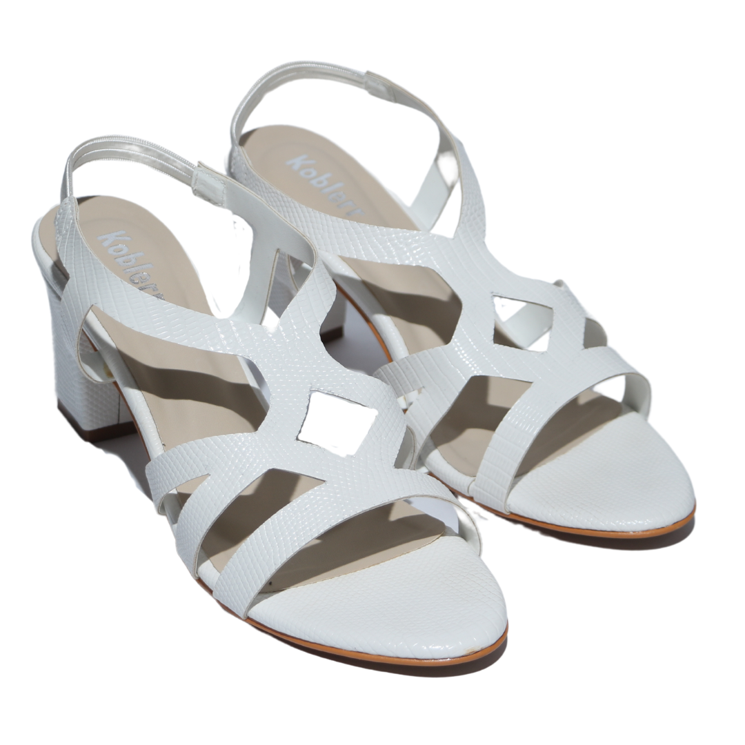 White Cross Strap Heel Sandals