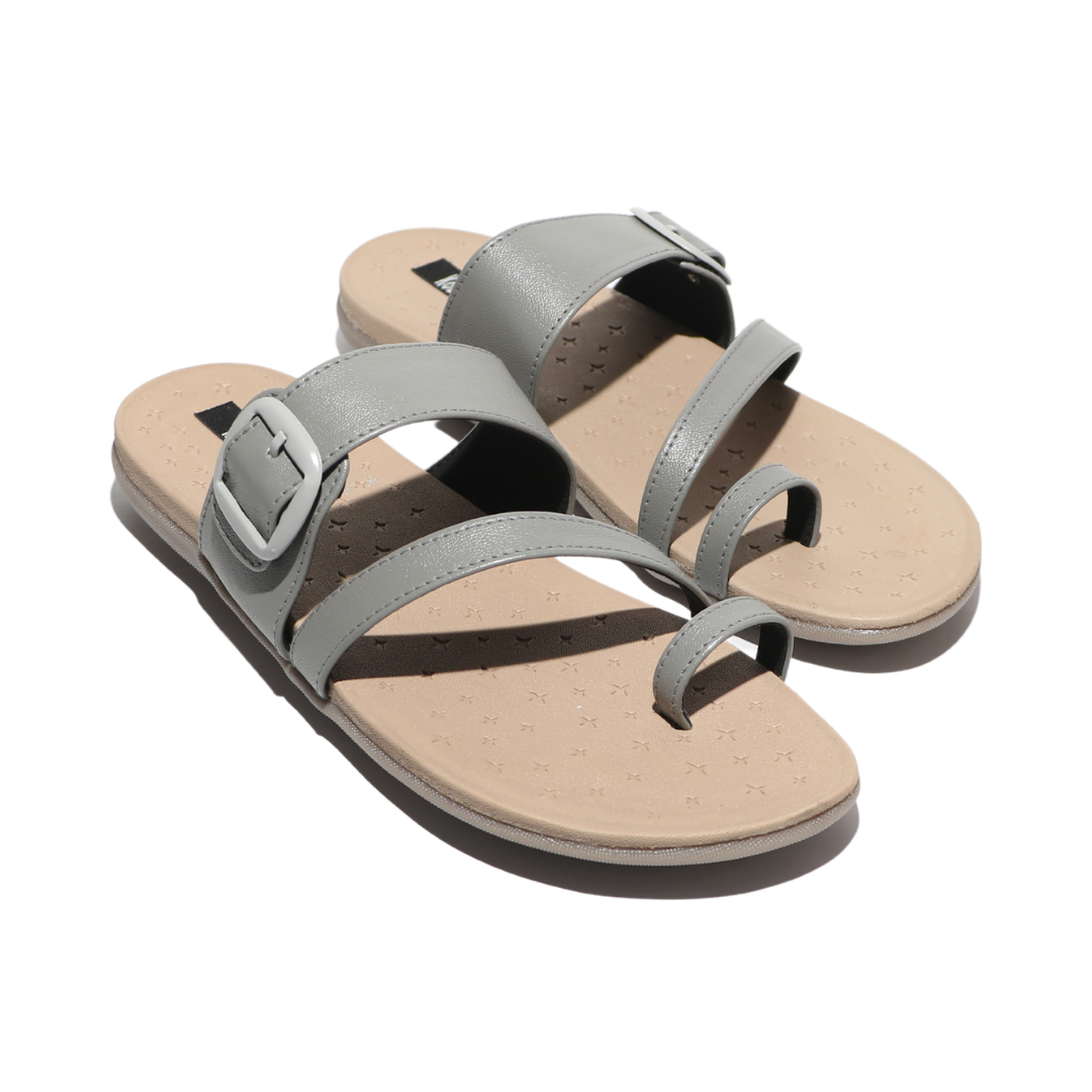 Grey Toe-Ring Slides