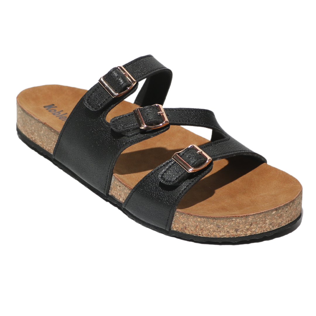 Black three buckle Sandals