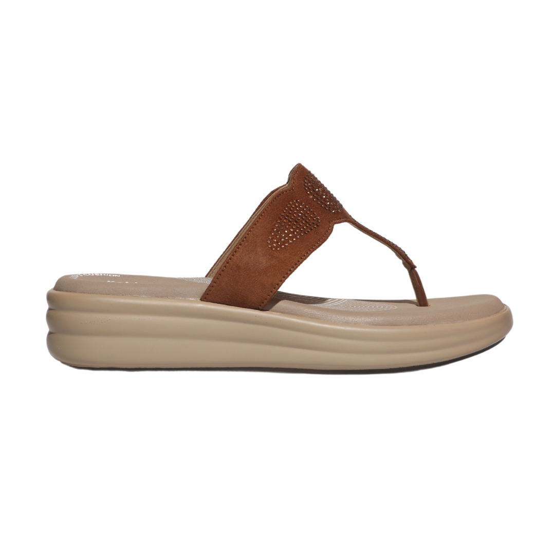 Tan Studded T-strap Sandals