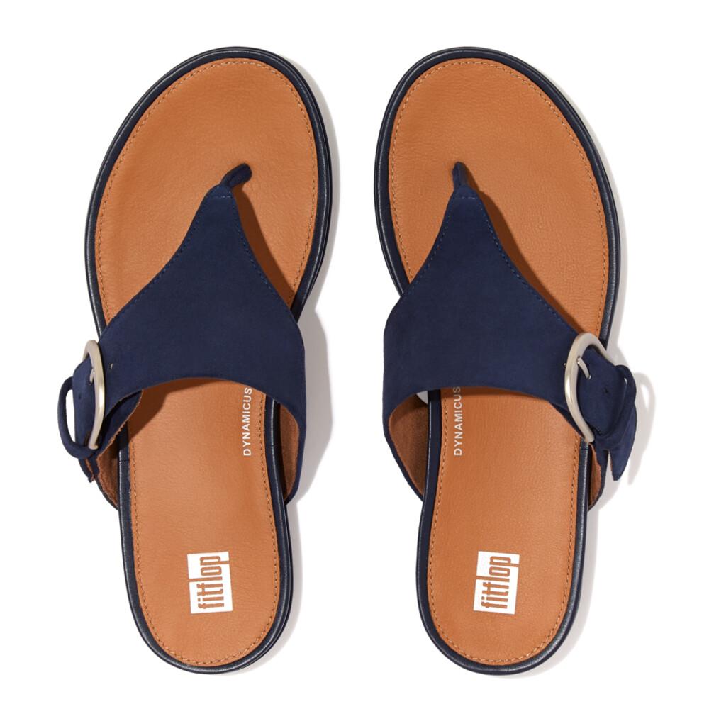 Women's Gracie Buckle Suede Toe-Post Sandals