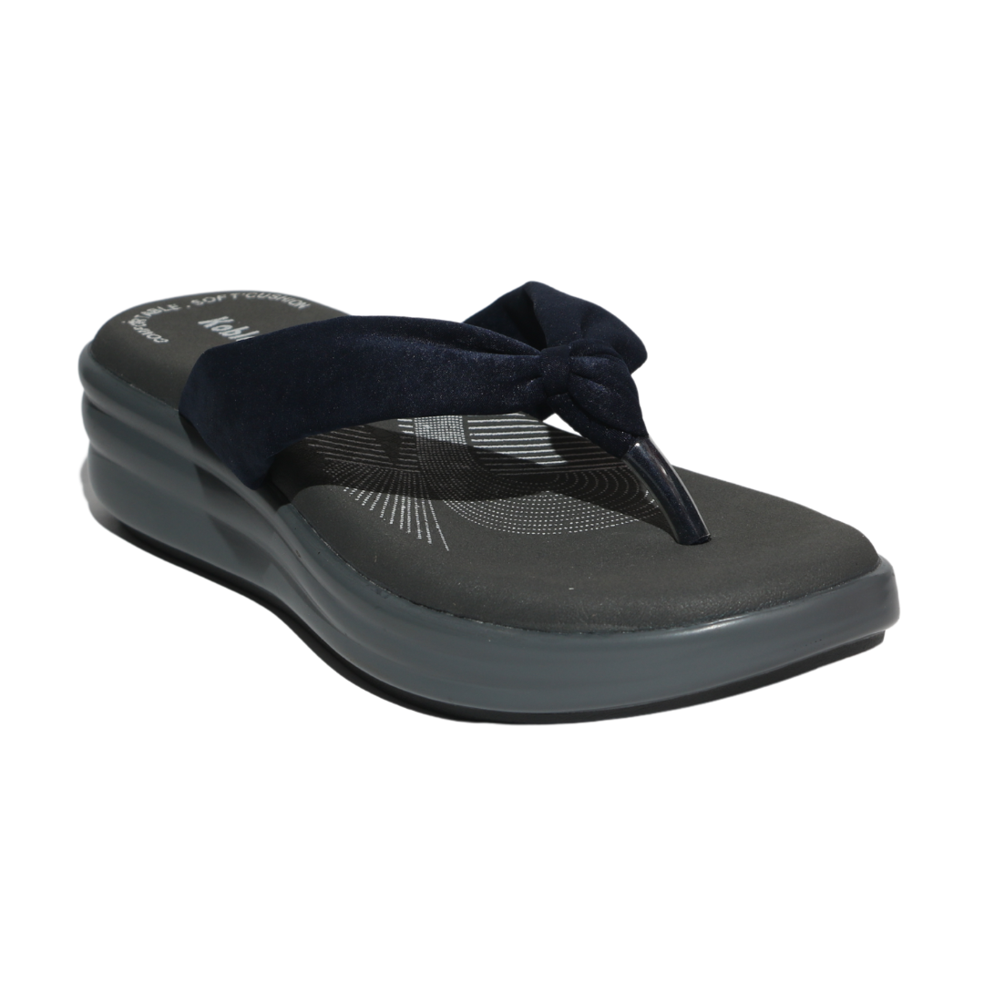Navy Velvet Strap Sandals