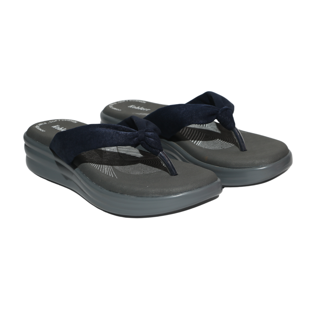 Navy Velvet Strap Sandals