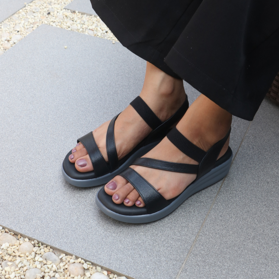 Black Wedge Sandals